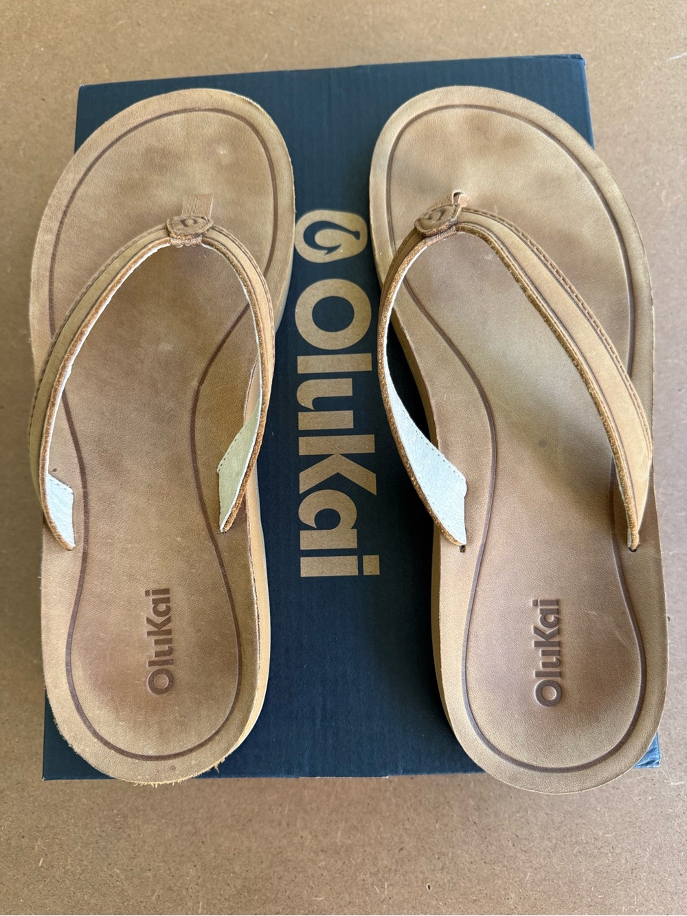 OluKai Southshore Flip Flops in Toffee - Picture 4 of 5